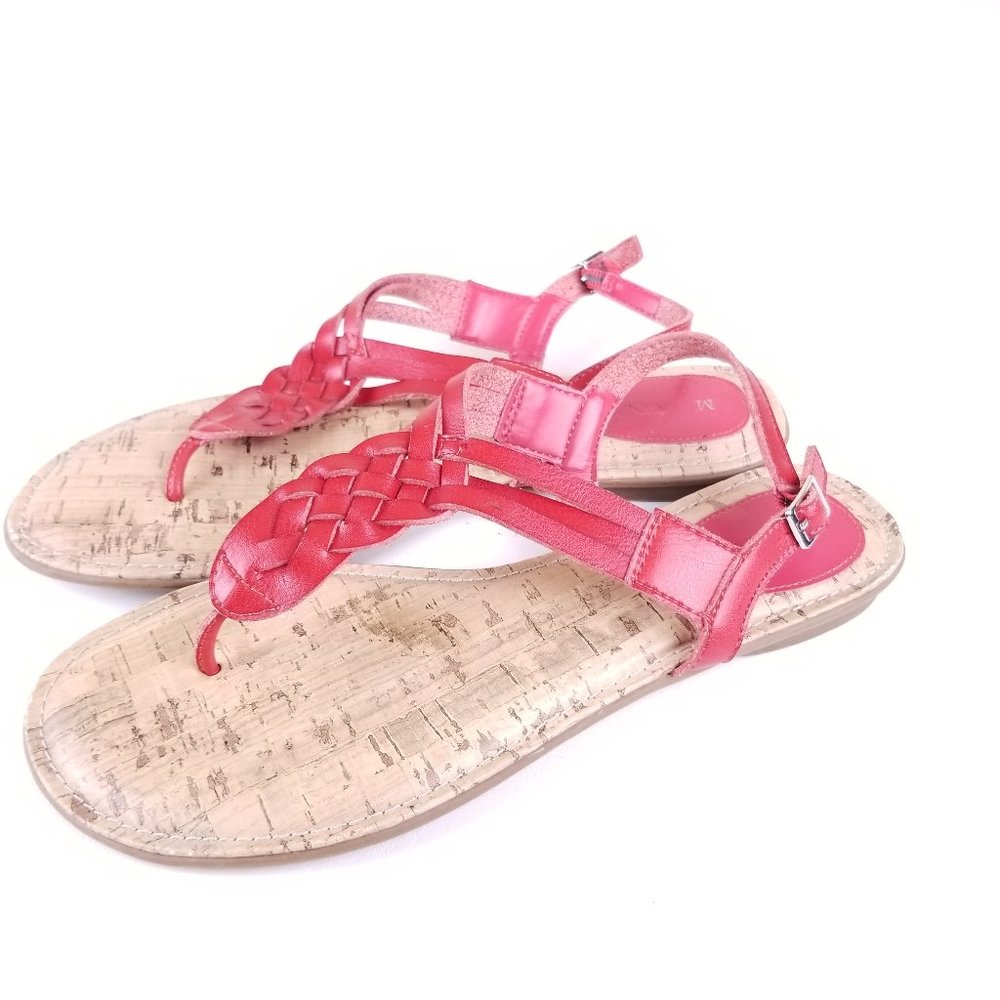 Merona Red Synthetic Faux Leather T-Strap Sandals